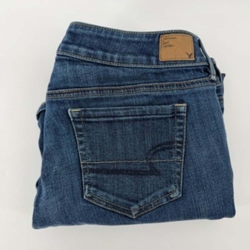 American Eagle Bootcut Jeans Womens 12 Long Dark Wash Stretch Denim Blue Pants